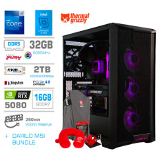 Računalnik MEGA TWR S10 i9-12900KF/RTX5080/32GB/2TB-4.0/1000W/Brez OS/črna RGB + Estetski napajalni kabli [Vijola / Črna]