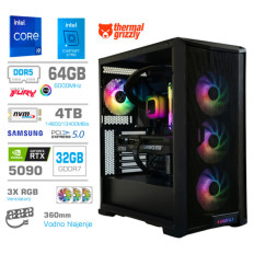 Računalnik MEGA TWR S10 i9-14900K/RTX5090/64GB-DDR5/4TB-5.0/1050W/Brez O/rdeča črna zelena / črna RGB