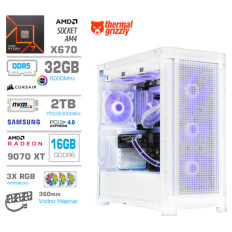 Računalnik MEGA TWR S11 R7-7700X/RX9070 XT/32GB-DDR5/2TB-4.0/1050W/Brez OS/bela RGB + Estetski napajalni kabli [Vijolična / Bela]