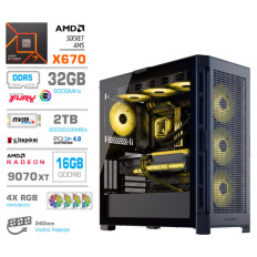 Računalnik MEGA TWR S11 R7-9700X/RX9070 XT/32GB-DDR5/2TB-4.0/1050W/Brez OS/črna RGB + Estetski napajalni kabli [Rumena / Črna]