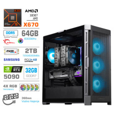 Računalnik MEGA TWR S11 R9-9900X3D/RTX5090/64GB-DDR5/2TB-4.0/1050W/Brez OS/črna RGB