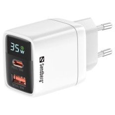 Sandberg 2in1 Charger 1xUSB-C 1xUSB-A PD 35W pametni polnilnik