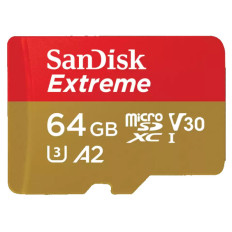 SANDISK Extreme microSDXC 64GB UHS-I 4K UHD SD adapter SDSQXAH-064G-GN6MA spominska kartica