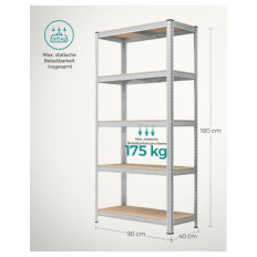 SONGMICS Regal 180 x 90 x 40 cm srebrna,GLR40SV
