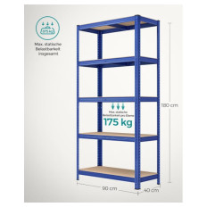 SONGMICS Regal 40 x 90 x 180 cm rjavo-moder,GLR040Q01