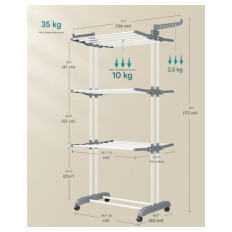SONGMICS – Zložljiv in premičen večnivojski sušilnik za perilo (velikost 4-stopnje)