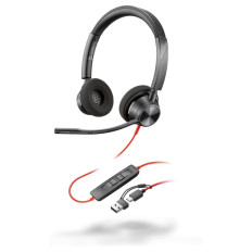 Stereo slušalke Poly Blackwire 3320 USB-C s potrdilom Microsoft Teams + adapter USB-C