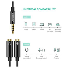 Ugreen adapter 3.5mm (M) na 2x 3.5mm (Ž - slušalke + mikrofon) - polybag