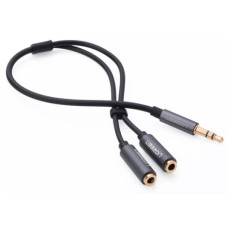 Ugreen adapter 3.5mm (M) na 2x avdio (Ž) črn - polybag