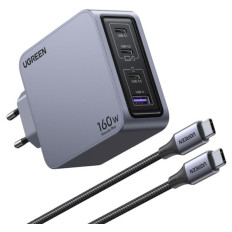 Ugreen Nexode Pro 160W 4-Portni GaN USB polnilec s priloženim 1,5M 240W USB-C polnilnim kablom