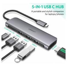 Ugreen Type C na HDMI + USB 3.0x3 + PD power delivery vhod - box