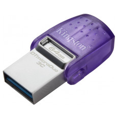 USB C & USB DISK Kingston 64GB DT microDuo3G3, 3.2 Gen1, OTG, s pokrovčkom