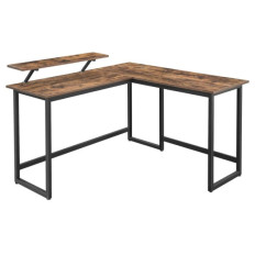 VASAGLE ALINRU Računalniška miza, L-oblikovana kotna miza za monitor, rustikalno rjava