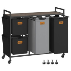 VASAGLE košara za perilo črna 4/1 150L