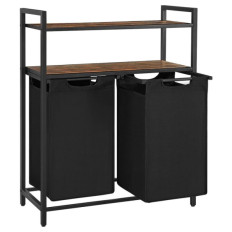 VASAGLE košara za perilo s 2 predelki, črna, BLH211B01