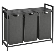 VASAGLE košara za perilo s 3 predelki, črna, BLH301G01