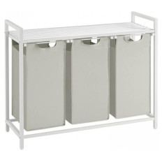 VASAGLE košara za perilo s 3 predelki, bela, BLH301W01