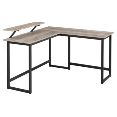 VASAGLE L-oblika računalniška miza v barvi greige/črna