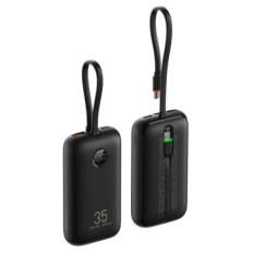 VEGER prenosna baterija z vgrajenimi kabli 10000 mAh, črna