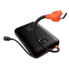 VEGER prenosna baterija z vgrajenimi kabli 20000 mAh, črna