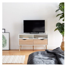 VonHaus Koto manjša TV omarica bela, hrast